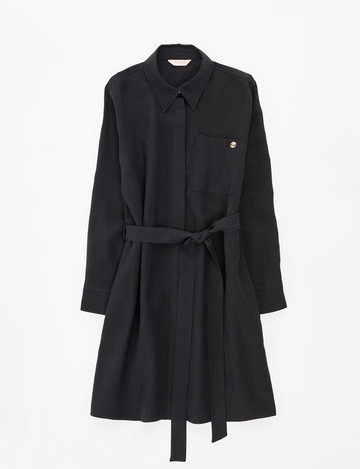 Siyah Comfort Fit Dokuma Elbise - 50318196002