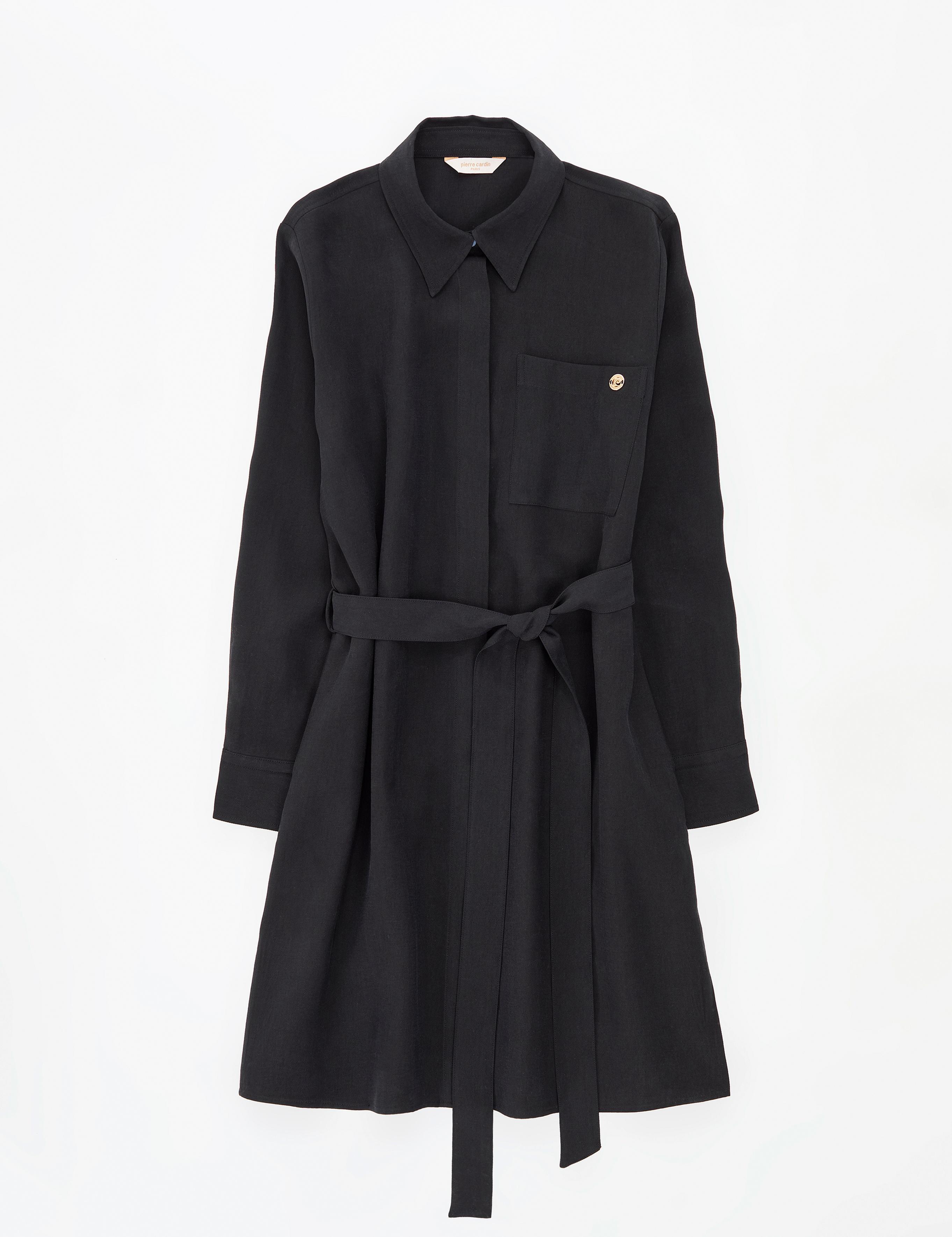 Siyah Comfort Fit Dokuma Elbise