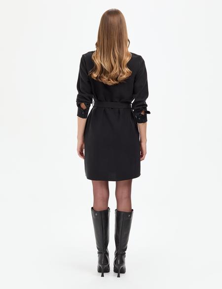 Siyah Comfort Fit Dokuma Elbise - 50318196002