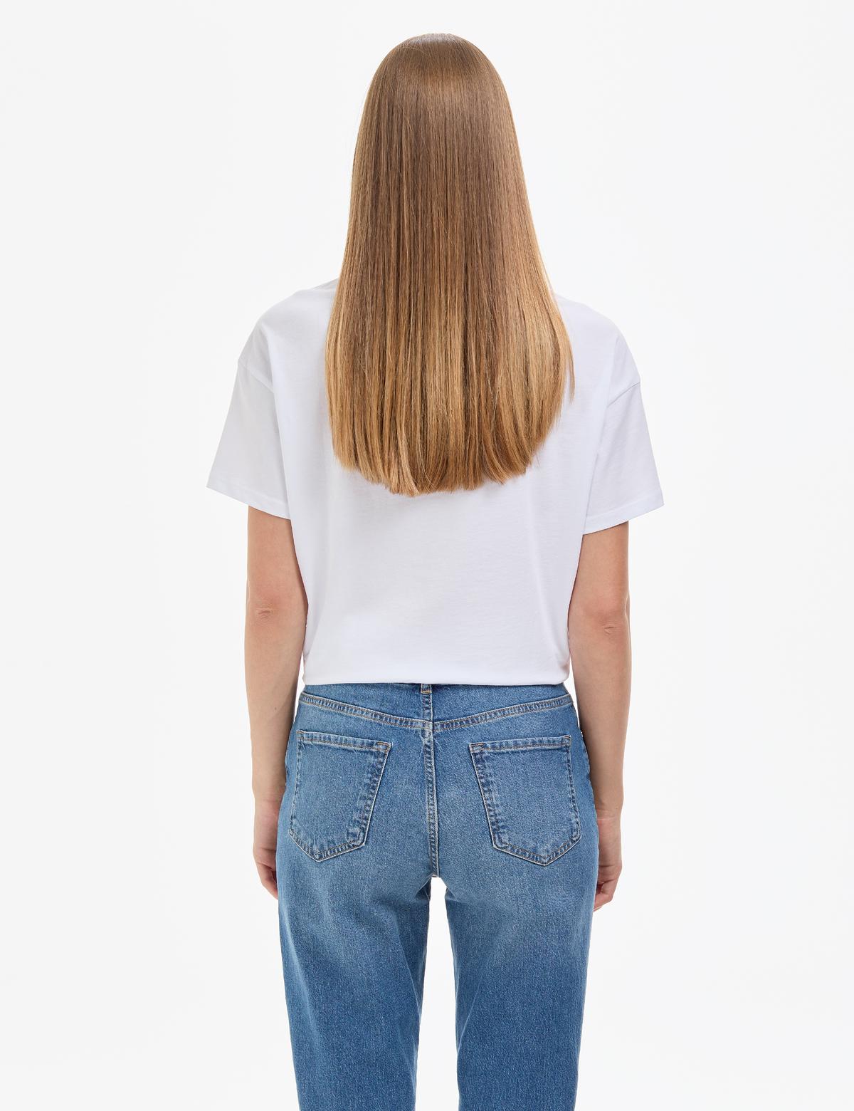 Beyaz Oversize Tişört - 50323558001