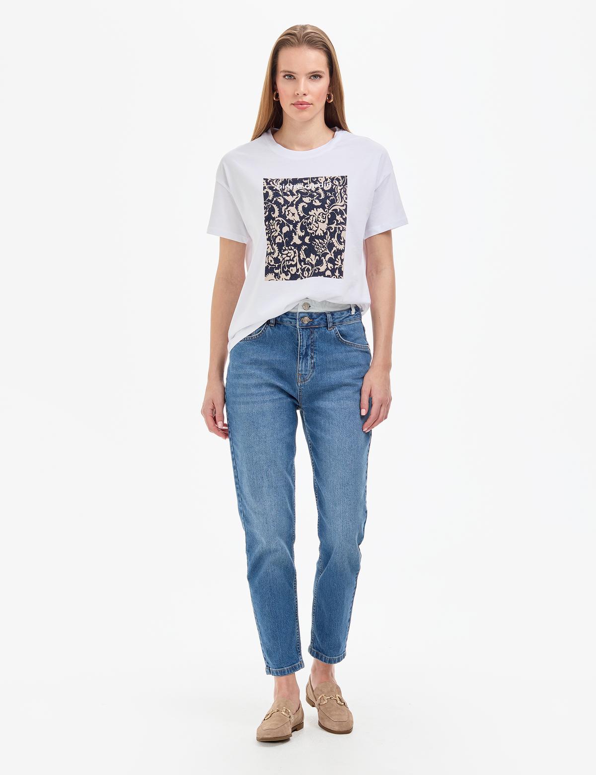 Beyaz Oversize Tişört - 50323558001