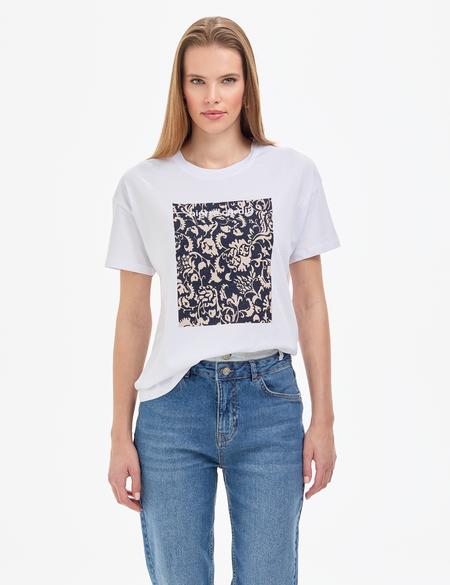 Beyaz Oversize Tişört - 50323558001