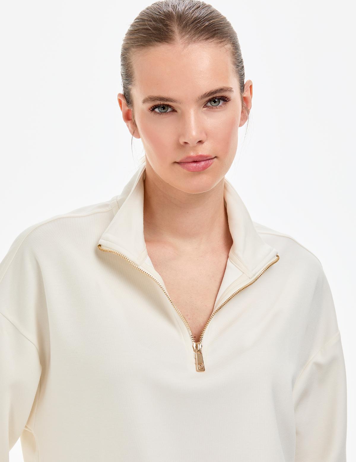 Ekru Regular Fit Modal Kumaş Sweatshirt - 50308116016