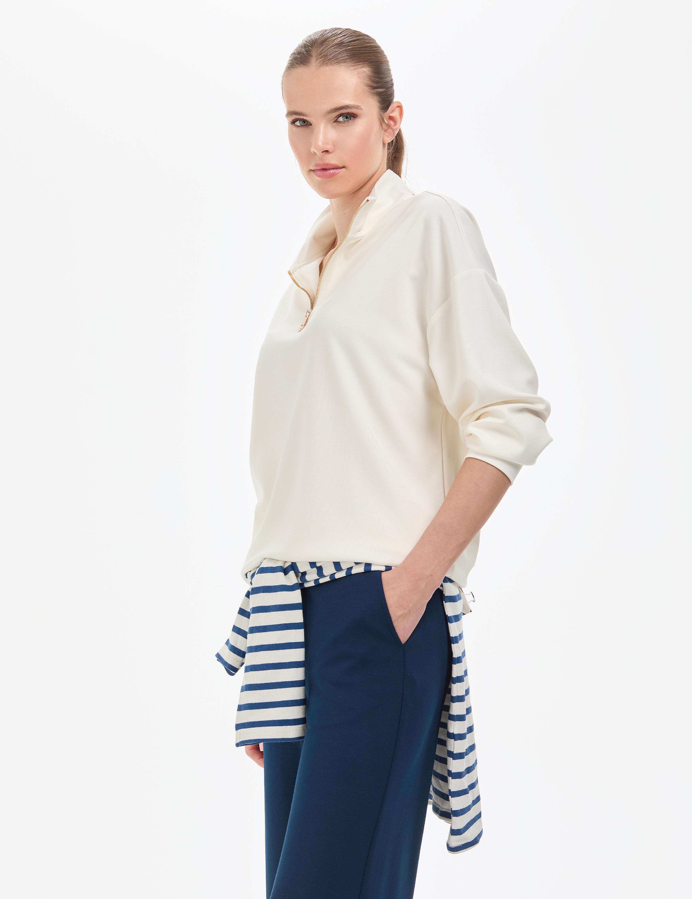 Ekru Regular Fit Modal Kumaş Sweatshirt