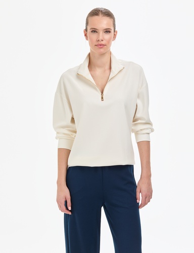 Ekru Regular Fit Modal Kumaş Sweatshirt
