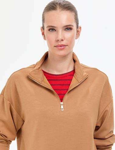Camel Regular Fit Modal Kumaş Sweatshirt