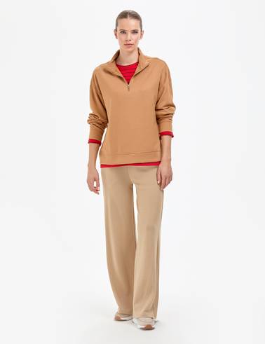 Camel Regular Fit Modal Kumaş Sweatshirt