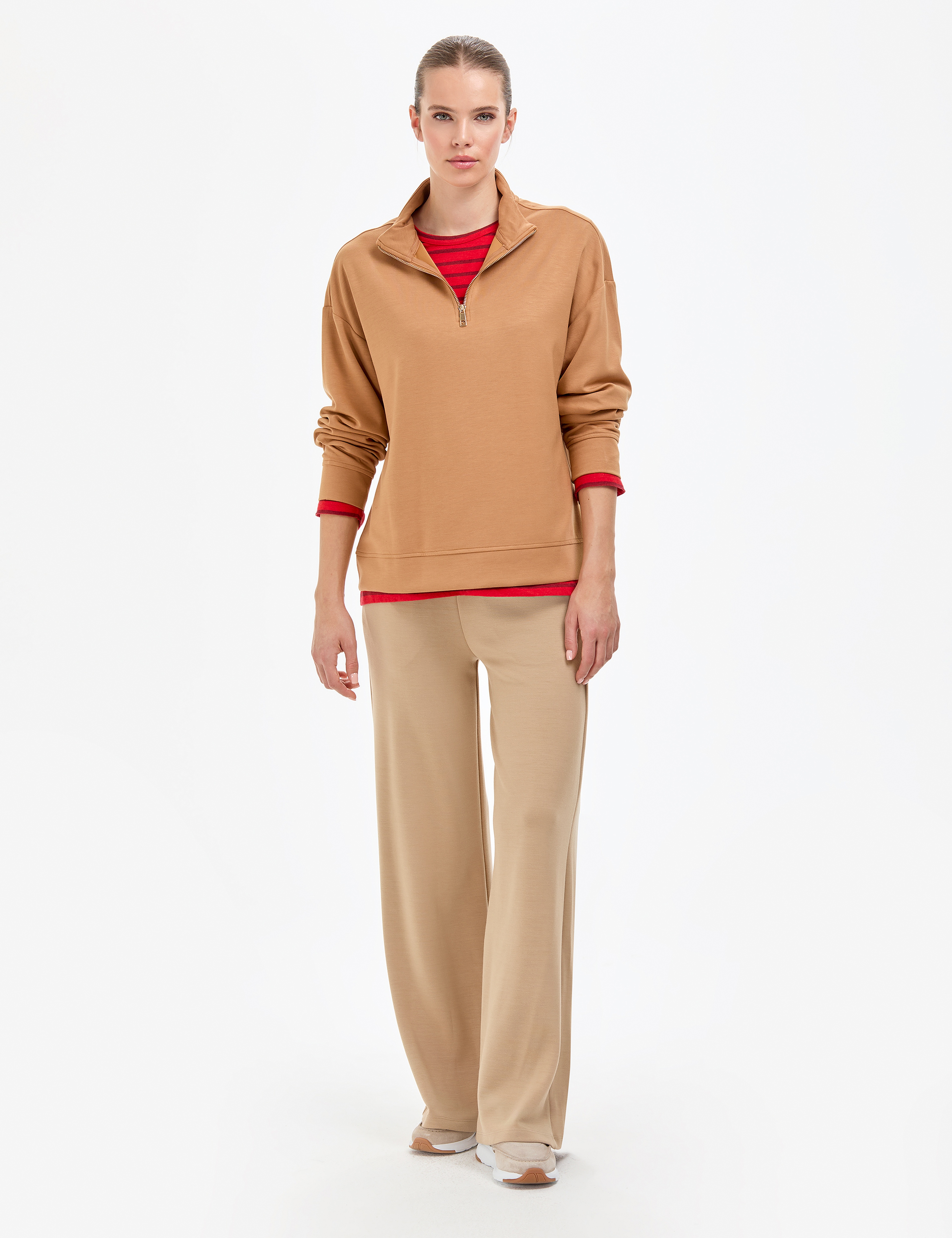 Camel Regular Fit Modal Kumaş Sweatshirt