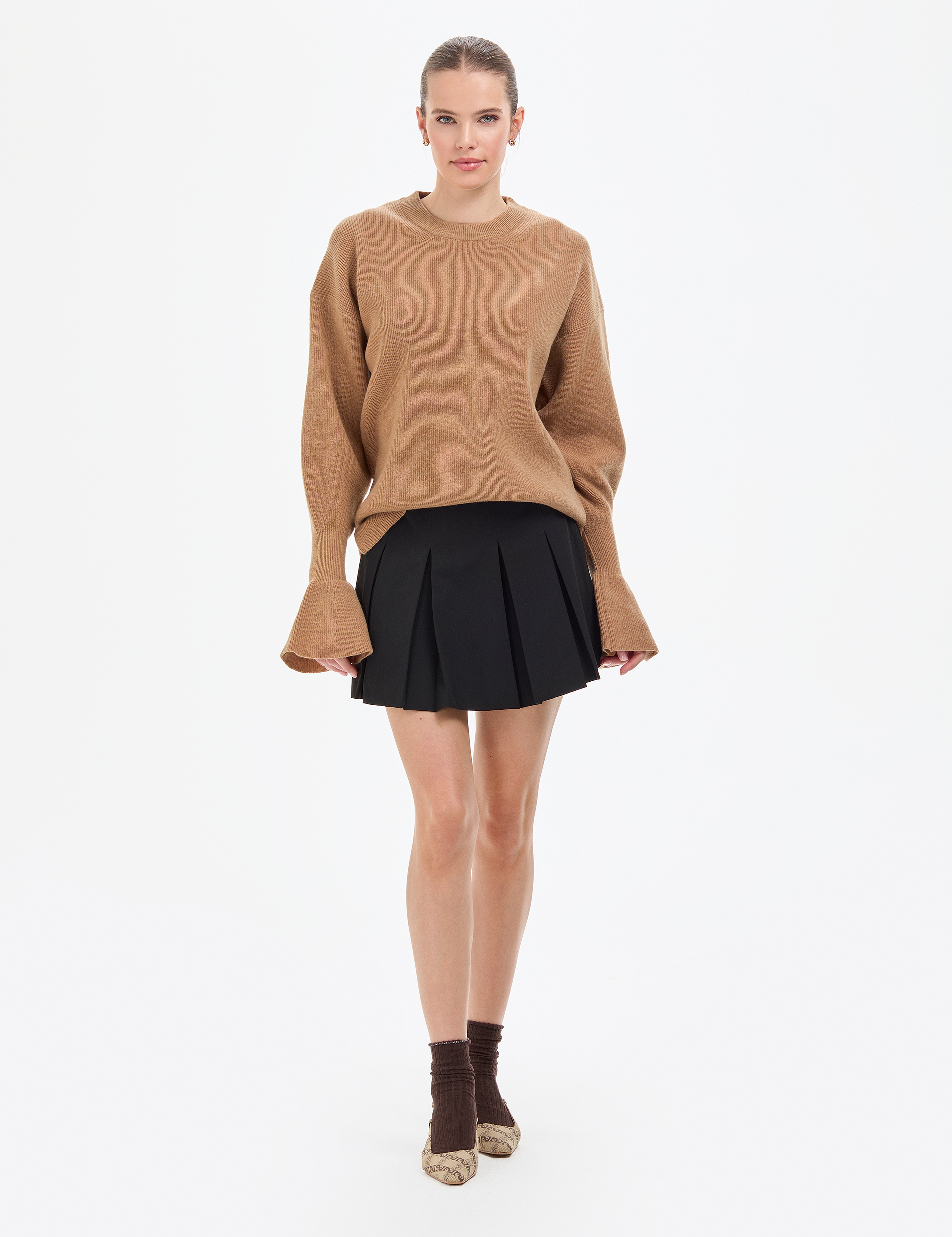 Camel Regular Fit Yün Kazak - Image 4