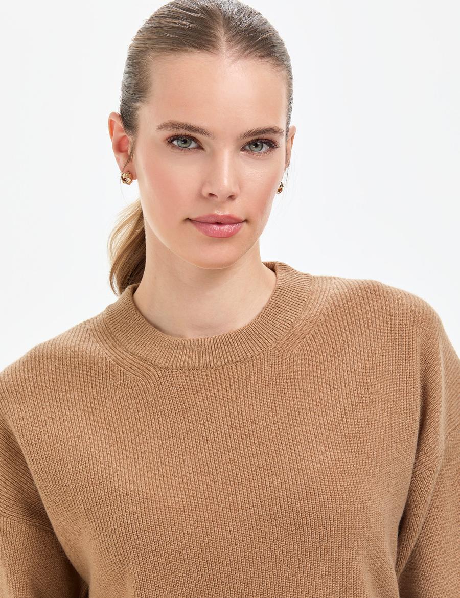 Camel Regular Fit Yün Kazak