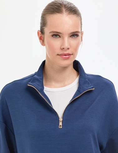 Lacivert Regular Fit Modal Kumaş Sweatshirt