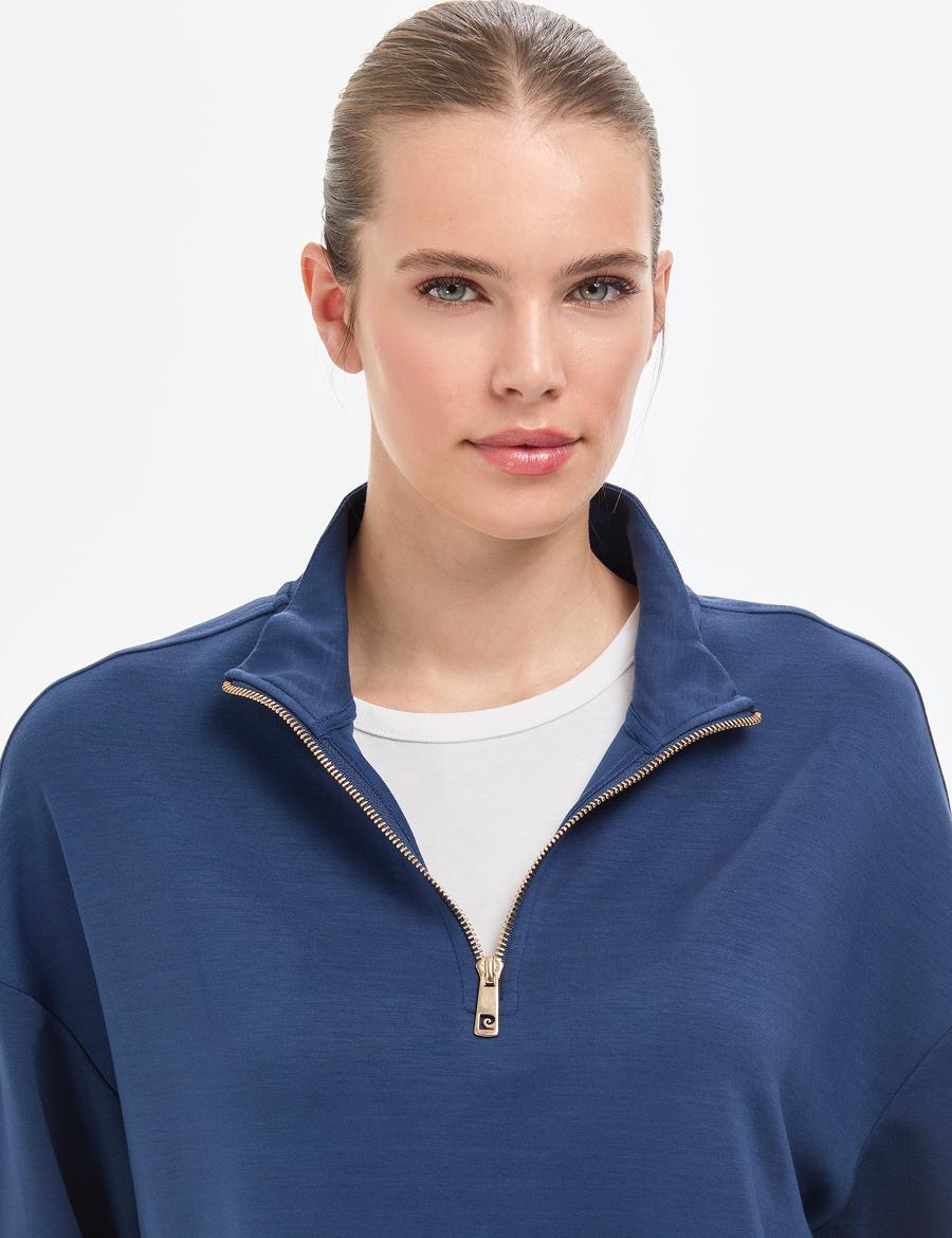 Lacivert Regular Fit Modal Kumaş Sweatshirt