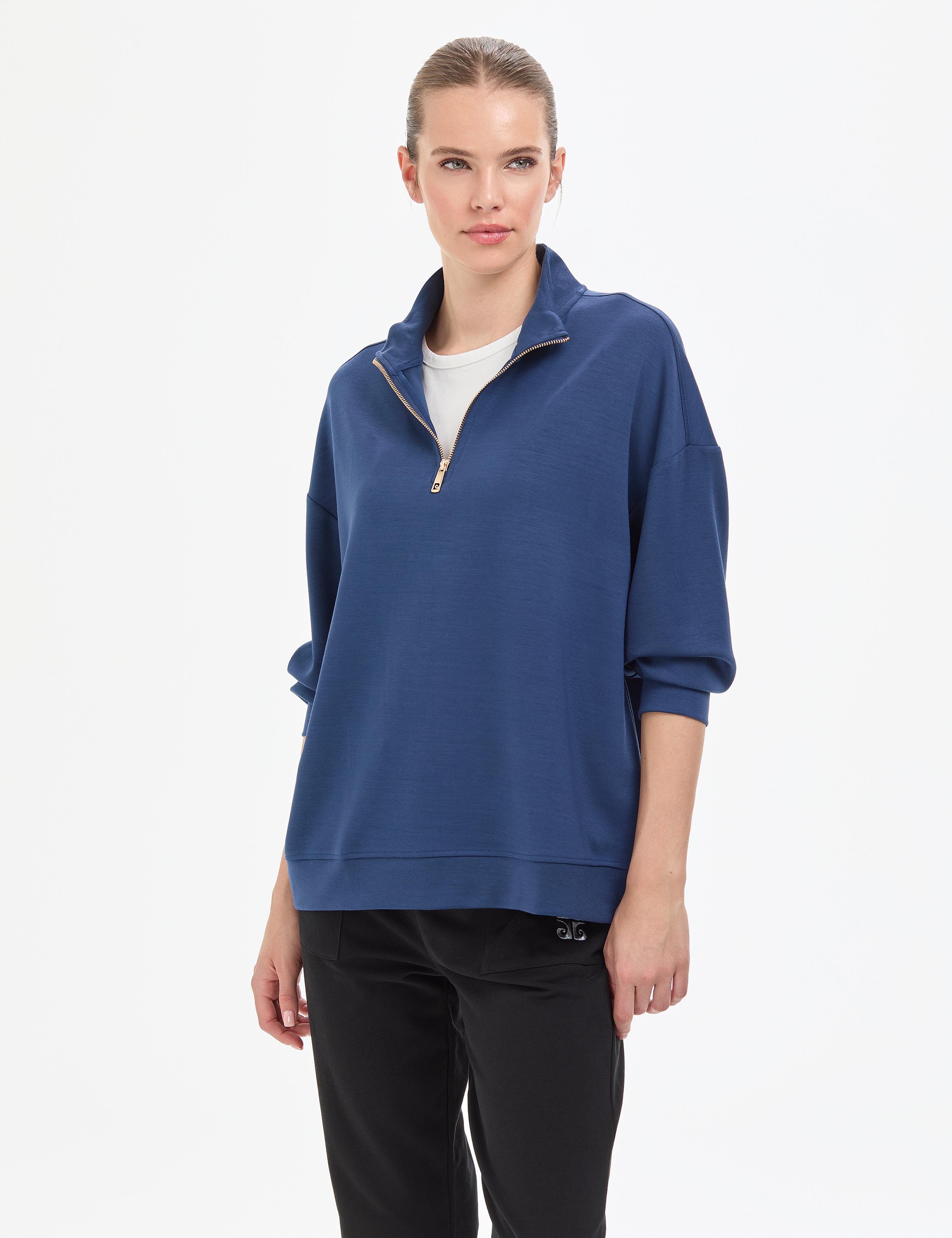 Lacivert Regular Fit Modal Kumaş Sweatshirt