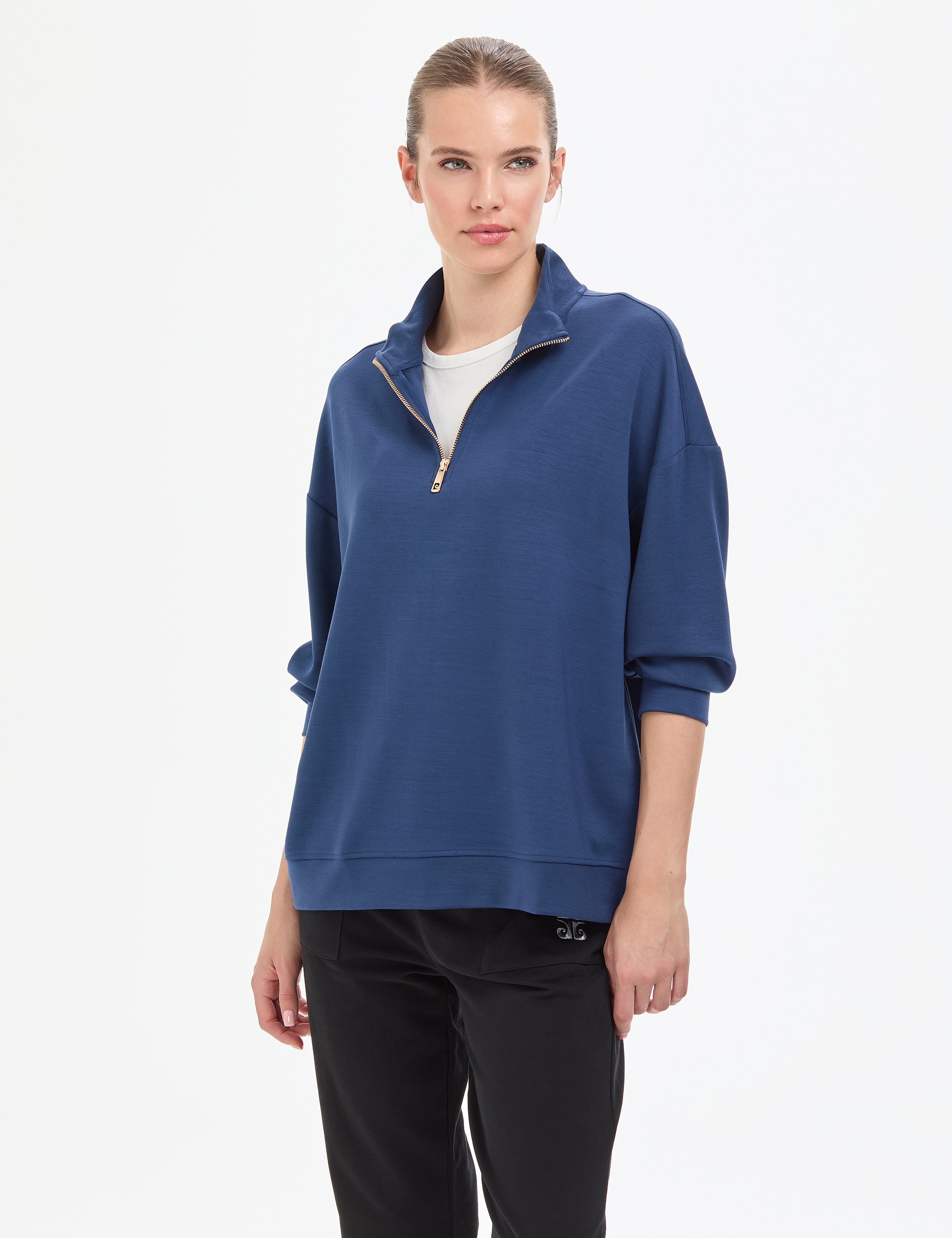 Lacivert Regular Fit Modal Kumaş Sweatshirt - Image 3