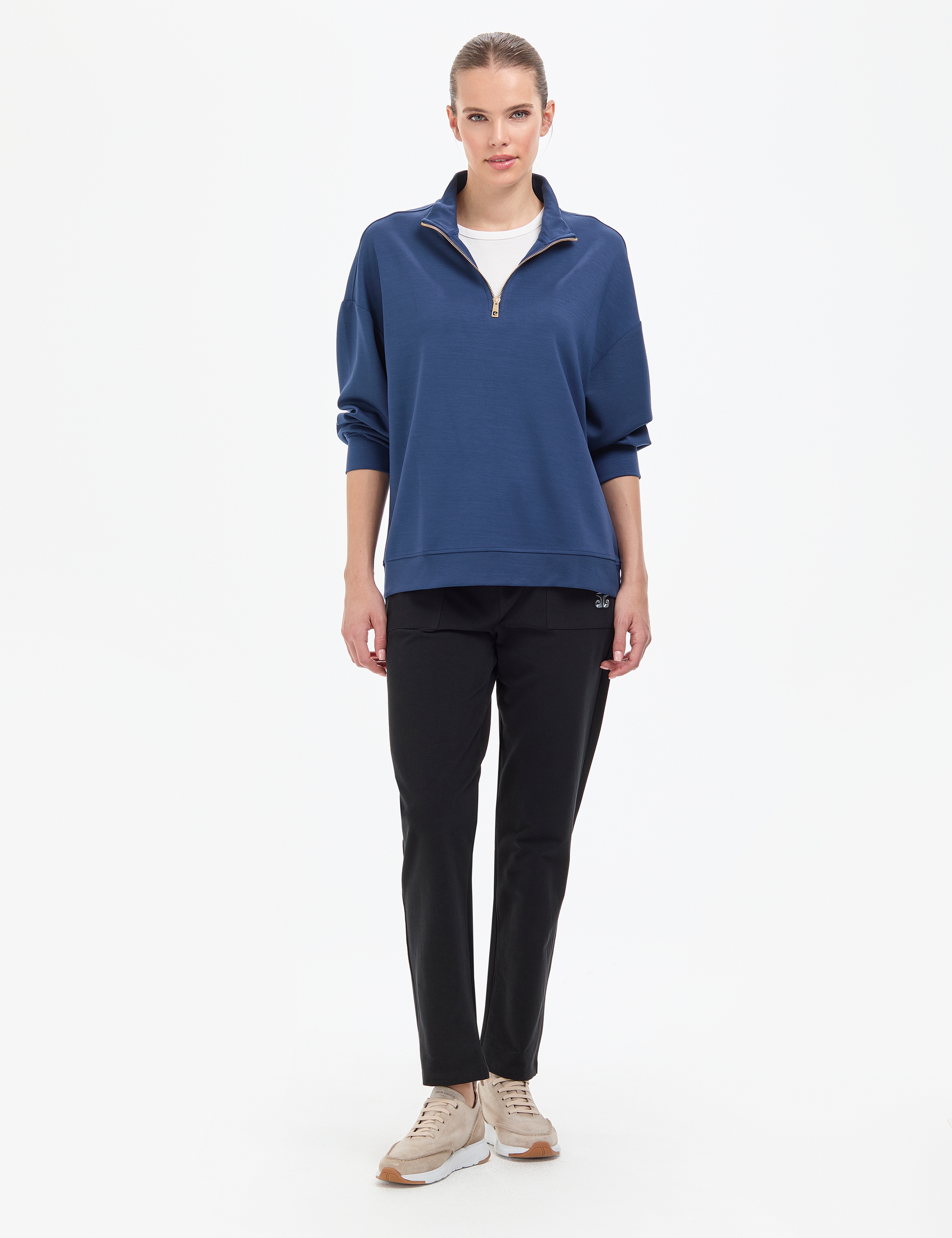 Lacivert Regular Fit Modal Kumaş Sweatshirt - Image 4