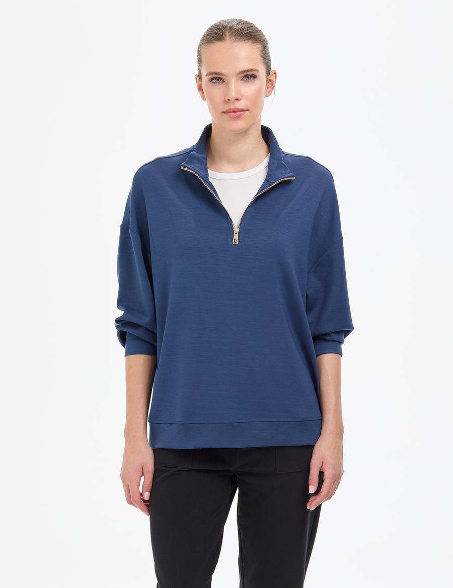 Lacivert Regular Fit Modal Kumaş Sweatshirt