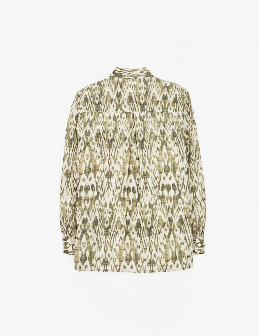 Haki Comfort Fit Uzun Kollu Keten Gömlek