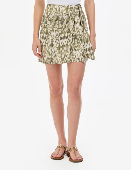 Haki Slim Fit Keten Dokuma Etek - 50301233002