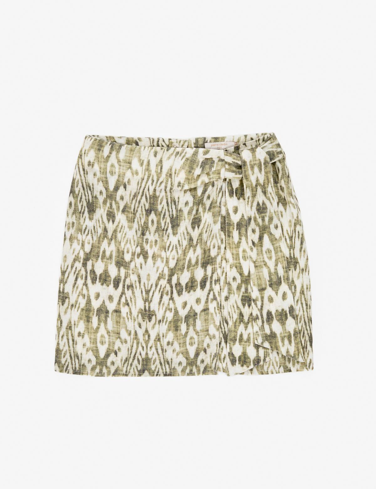 Haki Slim Fit Keten Dokuma Etek - 50301233002