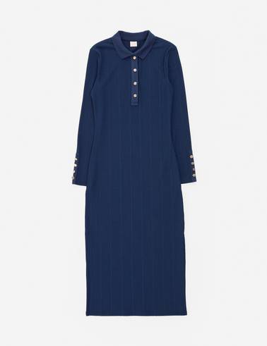 Lacivert Slim Fit Örme Elbise
