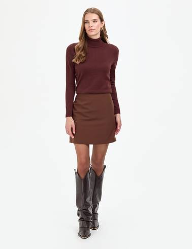 Kahverengi Slim Fit Basic Kazak