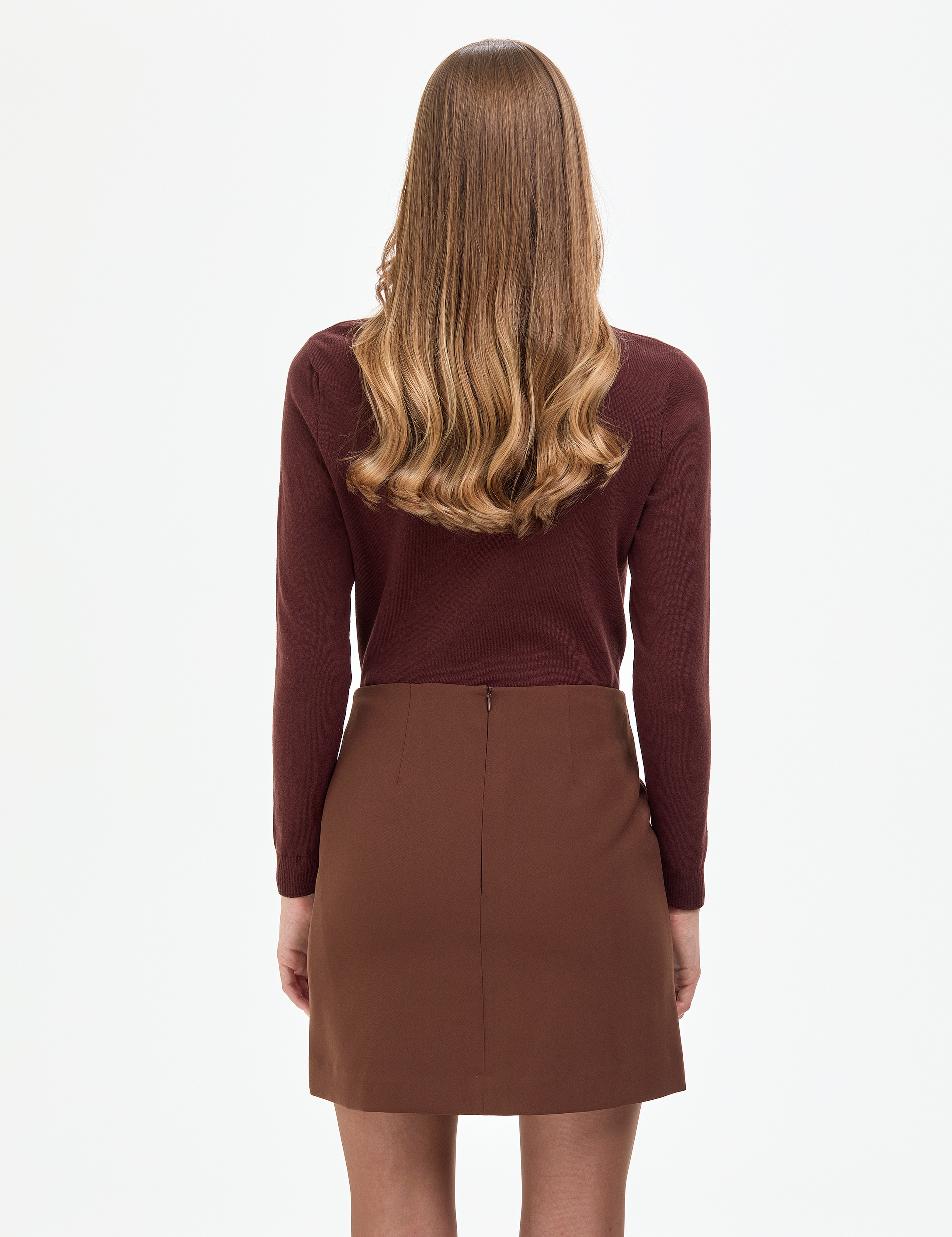 Kahverengi Slim Fit Basic Kazak - Image 5