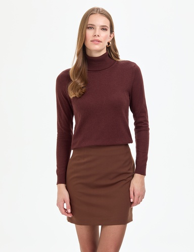 Kahverengi Slim Fit Basic Kazak