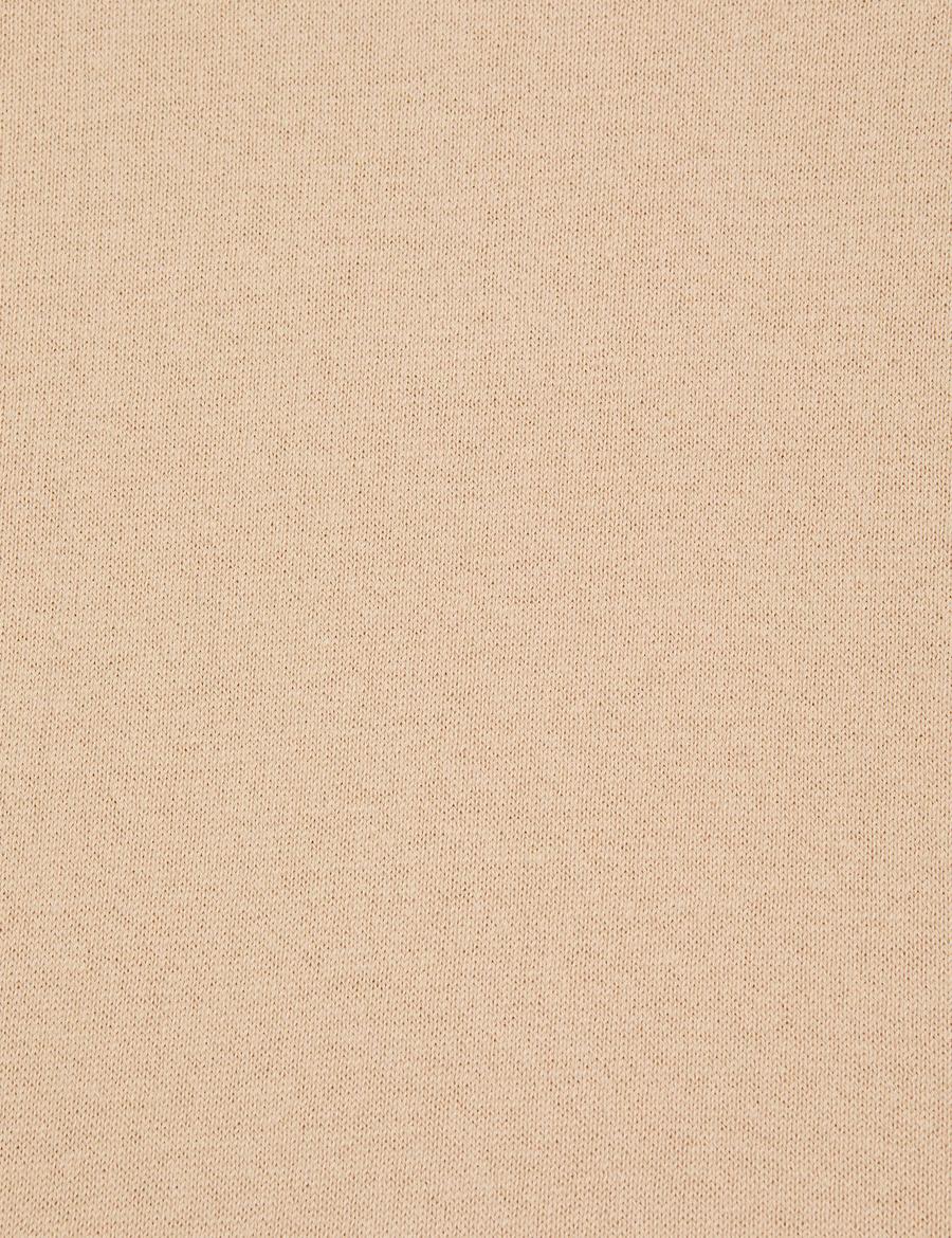 Bej Comfort Fit Tam Balıkçı Yaka Basic Kazak