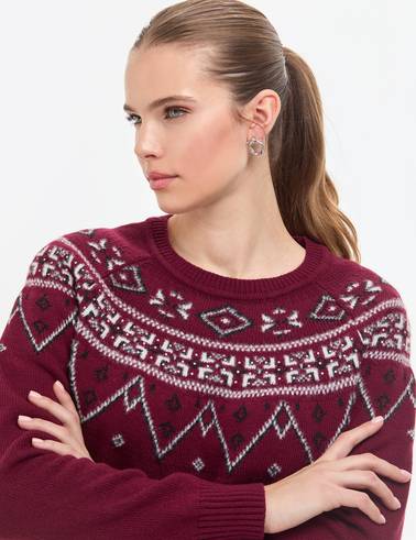 Vişne Slim Fit Yün Karışımlı Kazak