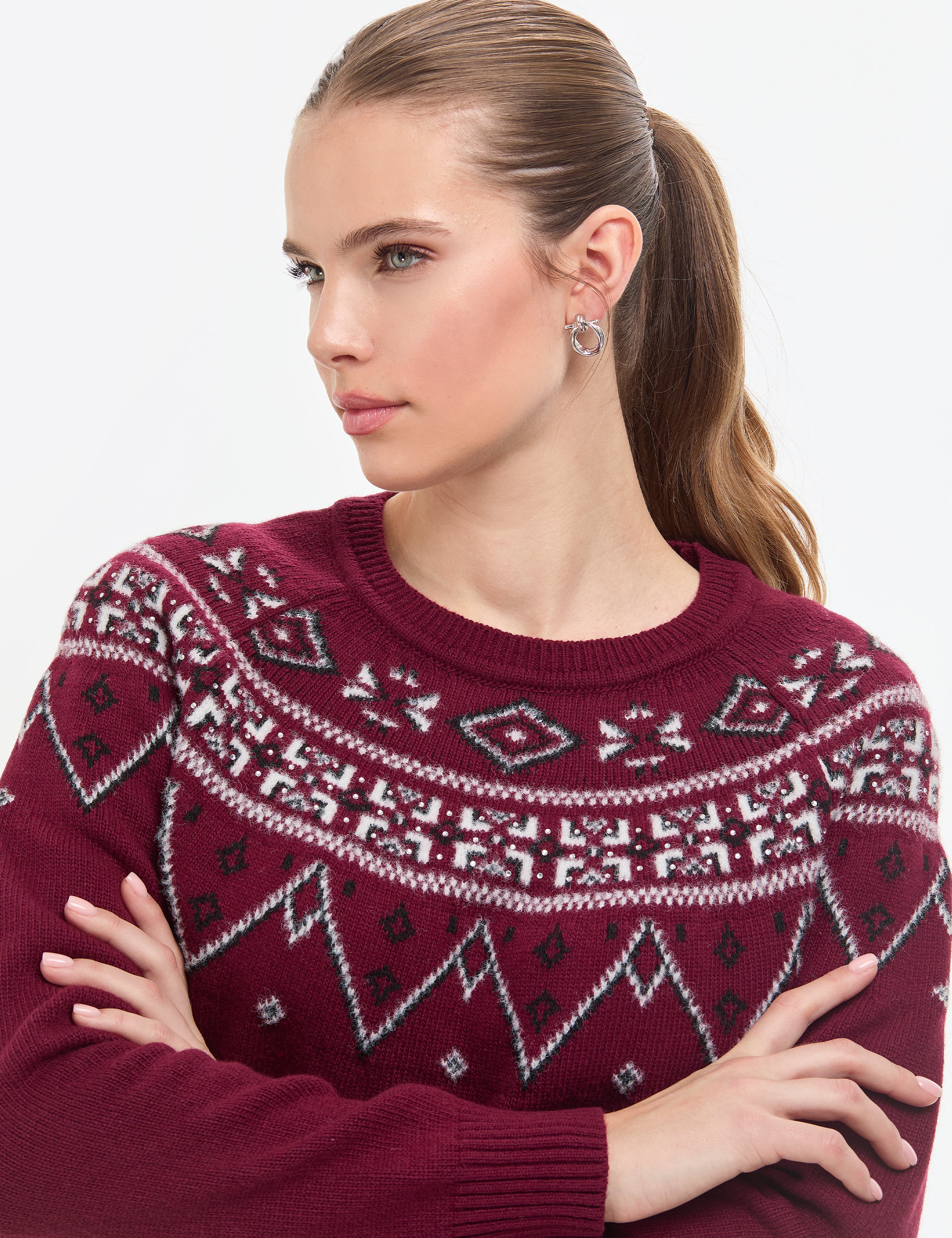 Vişne Slim Fit Yün Karışımlı Kazak - Image 2