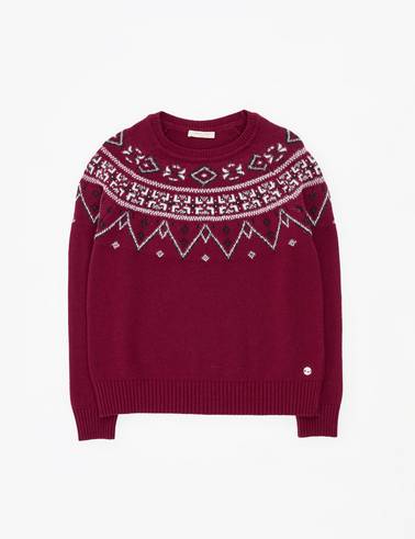 Vişne Slim Fit Yün Karışımlı Kazak