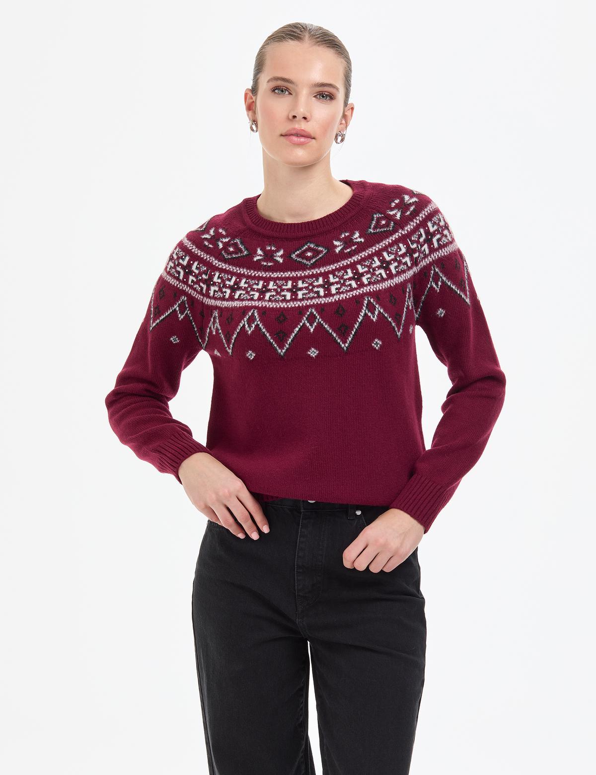 Vişne Slim Fit Kazak