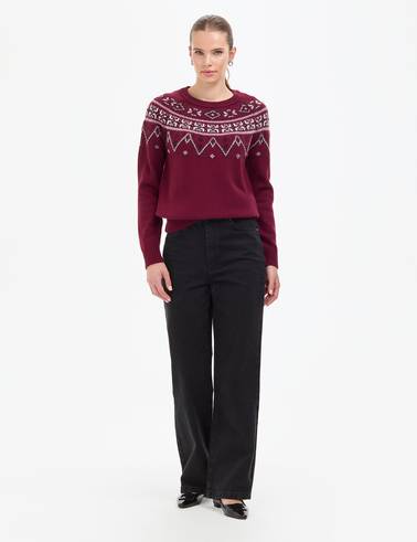 Vişne Slim Fit Yün Karışımlı Kazak
