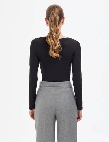 Siyah Slim Fit Örme Bluz