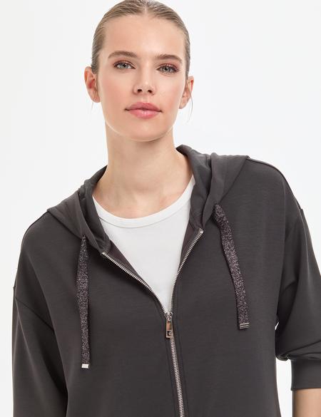 Antrasit Oversize Örme Hırka - 50309107005