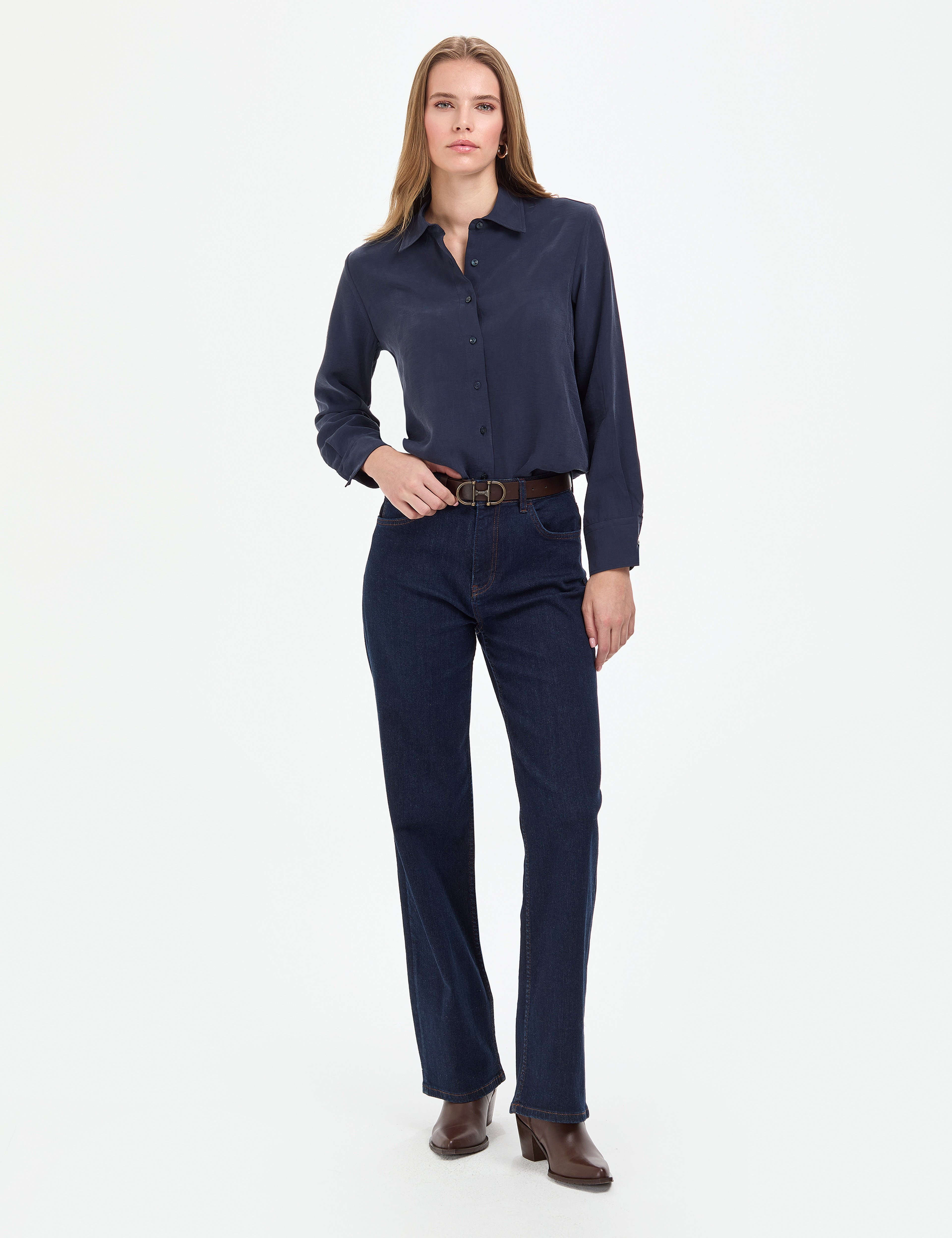Açık Lacivert Comfort Fit Uzun Kollu Gömlek - Image 4
