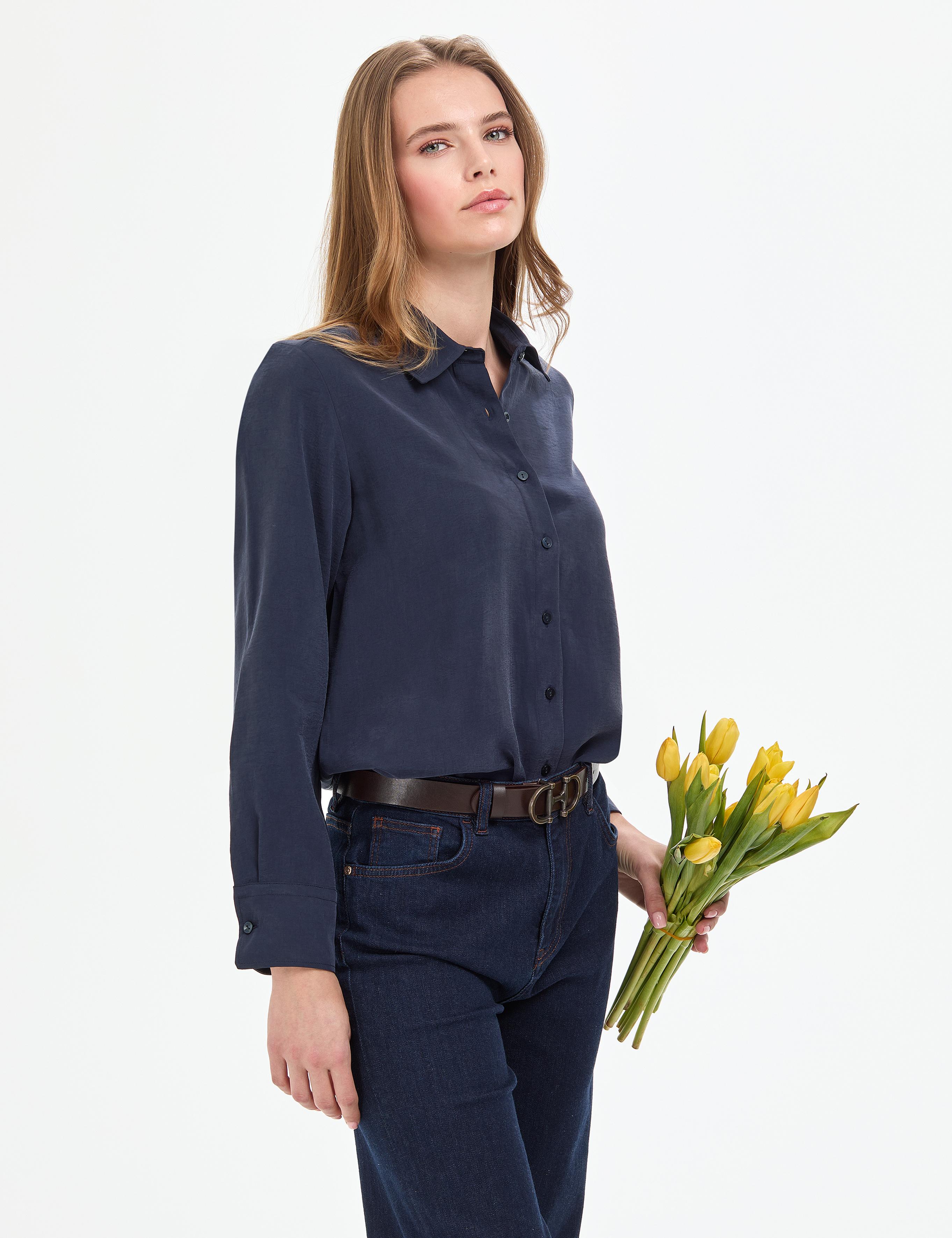 Açık Lacivert Comfort Fit Uzun Kollu Gömlek