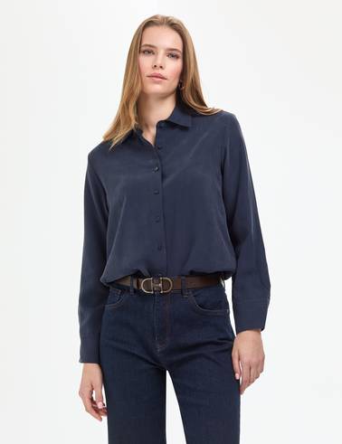 Açık Lacivert Comfort Fit Uzun Kollu Gömlek