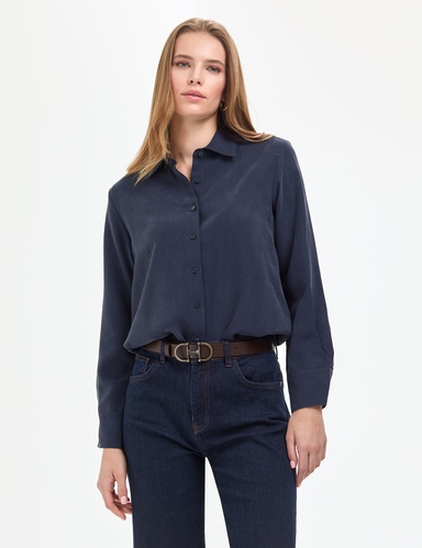Açık Lacivert Comfort Fit Uzun Kollu Gömlek