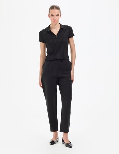 Siyah Carrot Fit Kanvas Pantolon