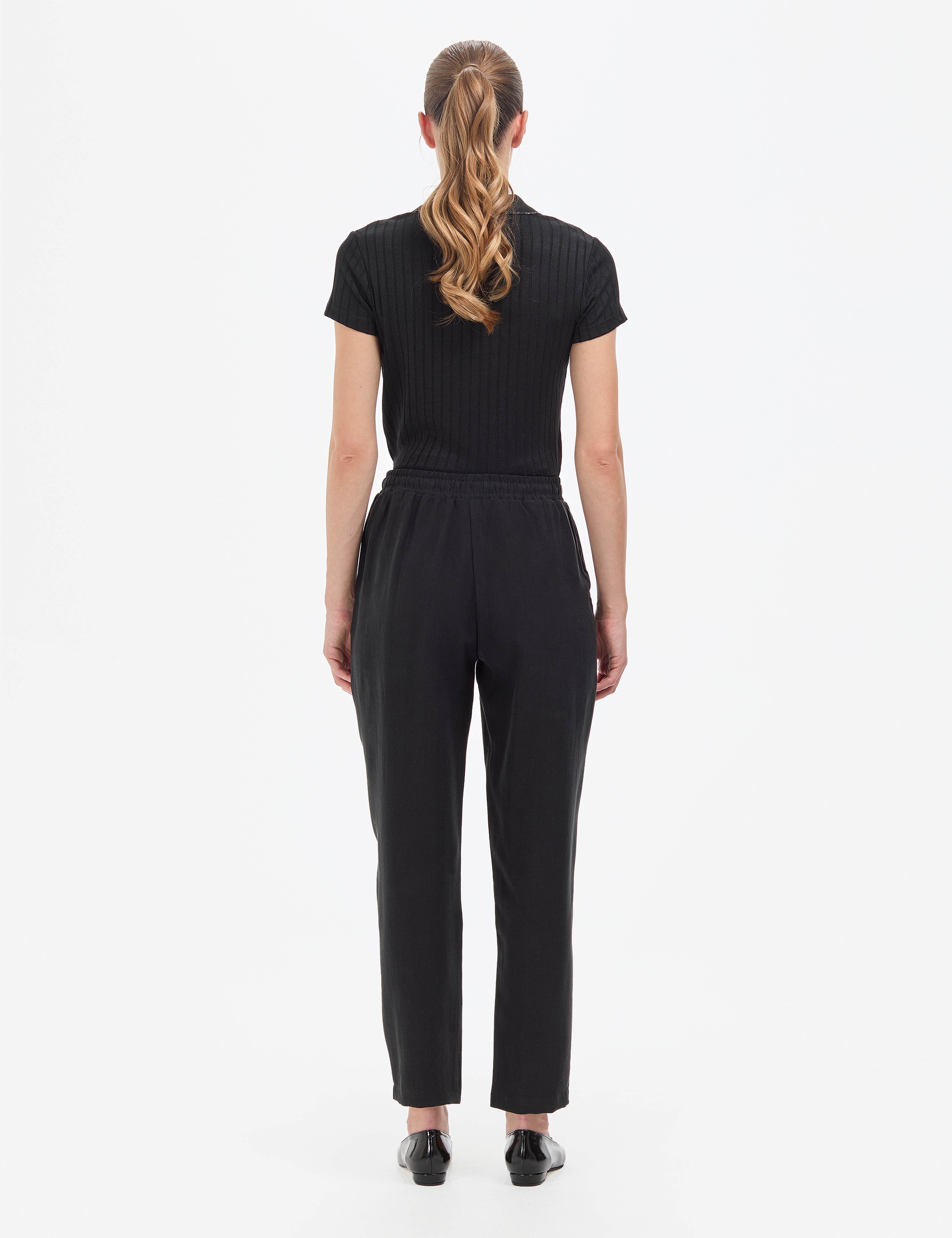 Siyah Carrot Fit Kanvas Pantolon - Image 4