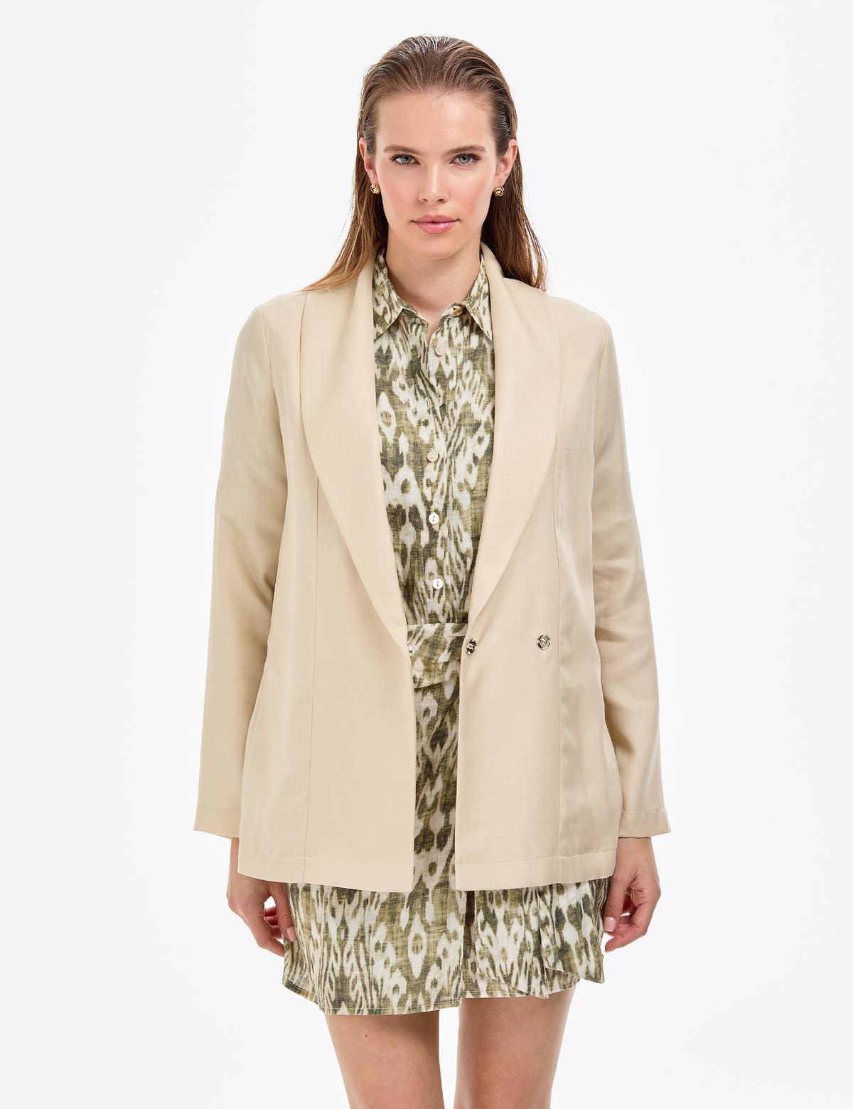 Krem Regular Fit Ceket