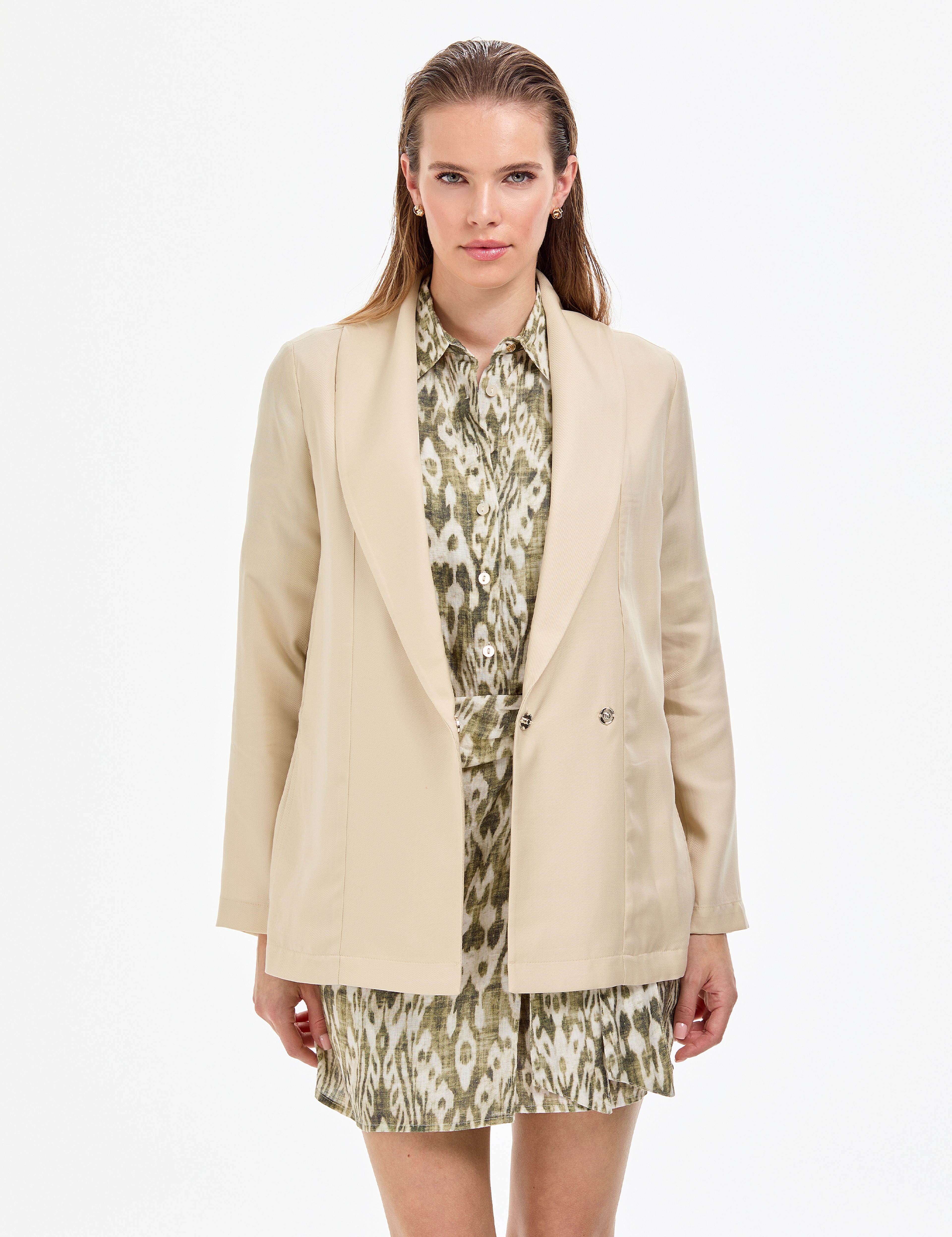 Krem Regular Fit Ceket - Image 1