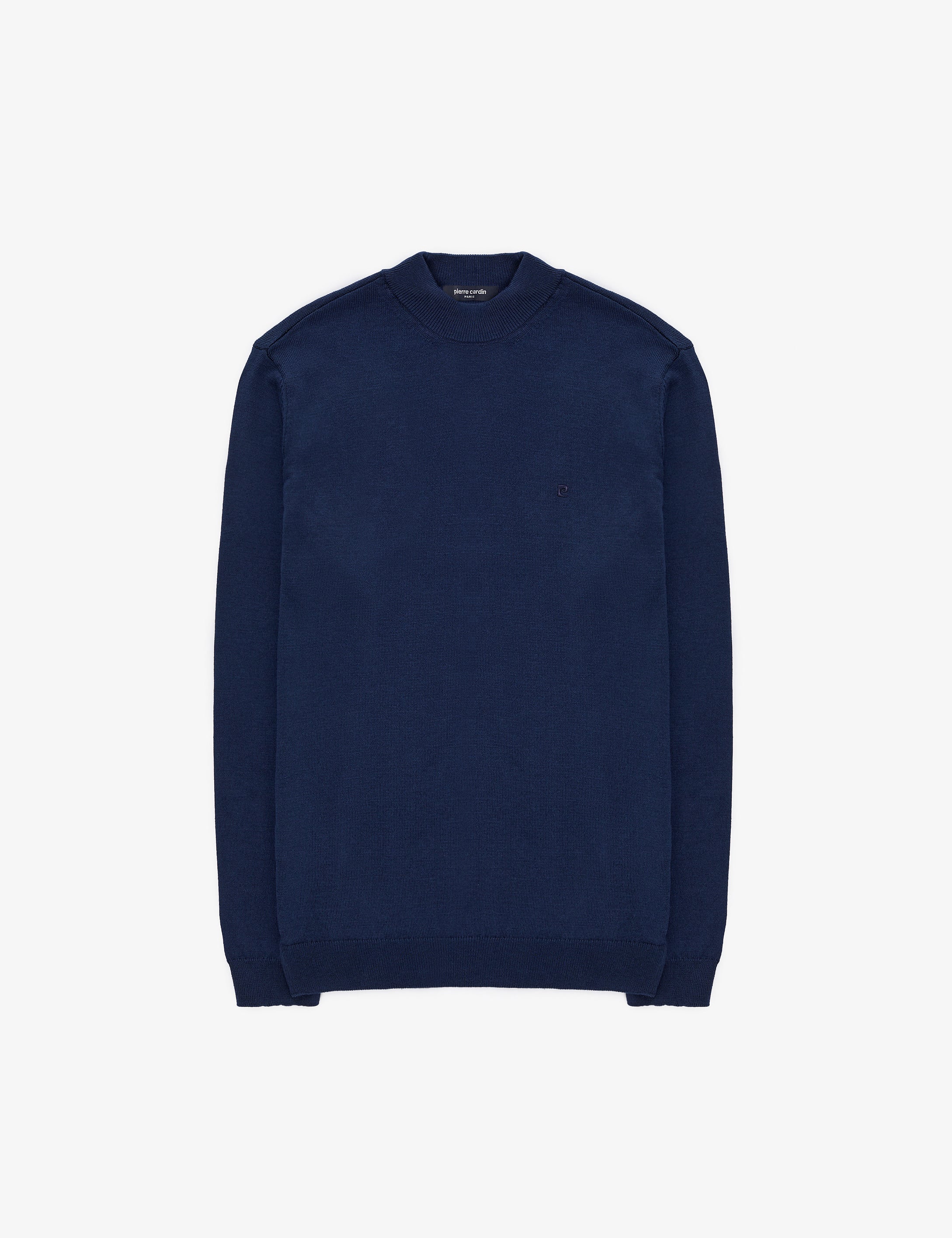 Açık Lacivert Slim Fit Çeyrek Yaka Basic Triko Kazak
