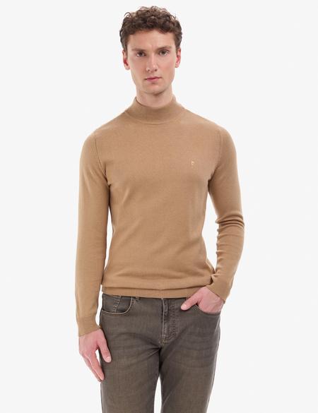 Camel Slim Fit Yarım Balıkçı Yaka Basic Triko Kazak - 50314176148