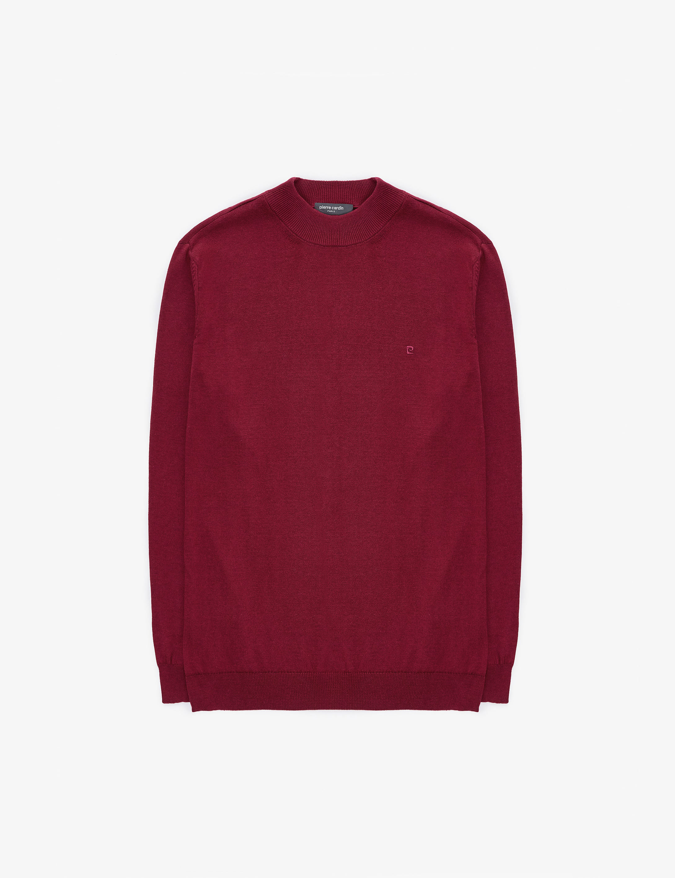 Vişne Slim Fit Çeyrek Yaka Basic Triko Kazak