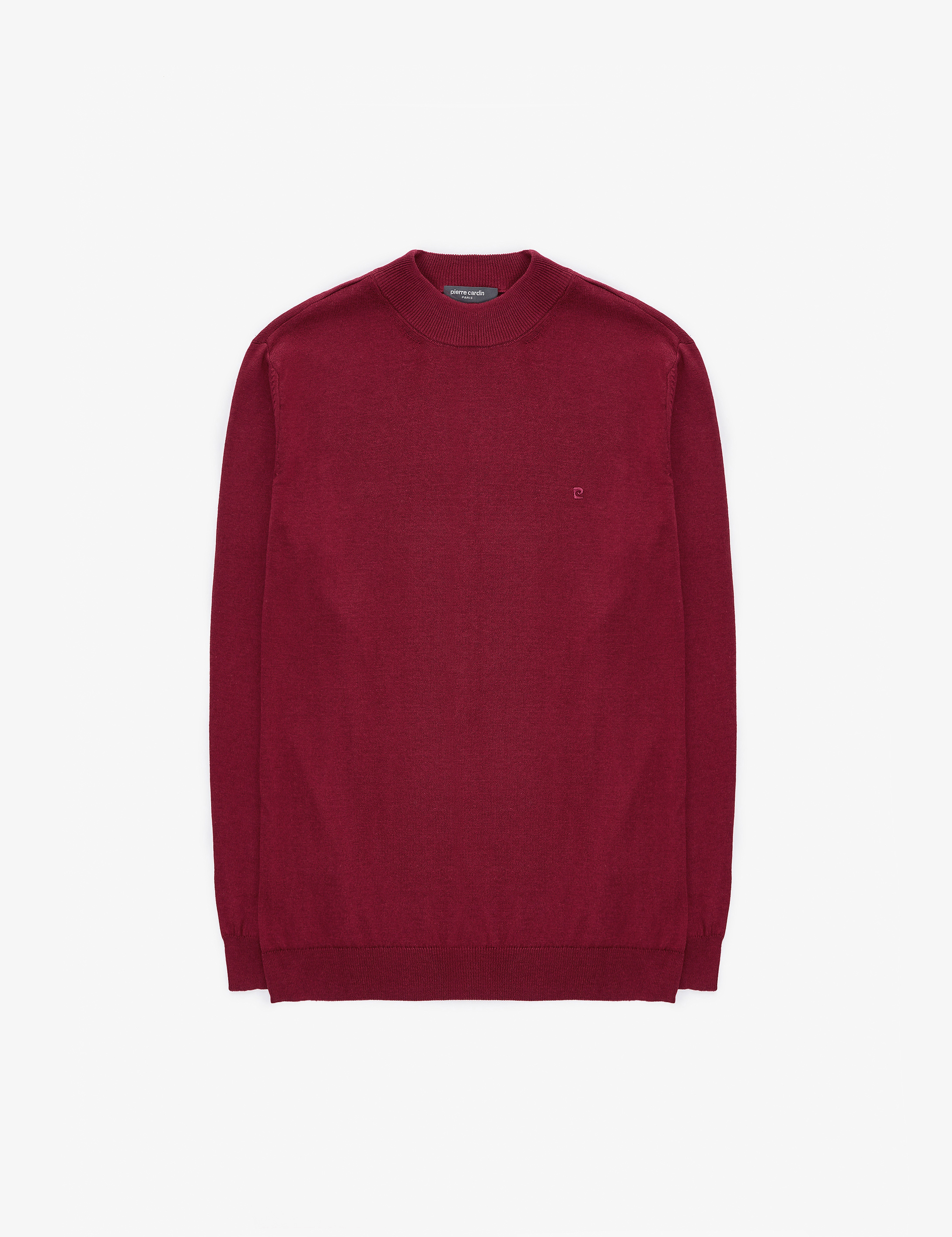 Vişne Slim Fit Çeyrek Yaka Basic Triko Kazak - Image 7
