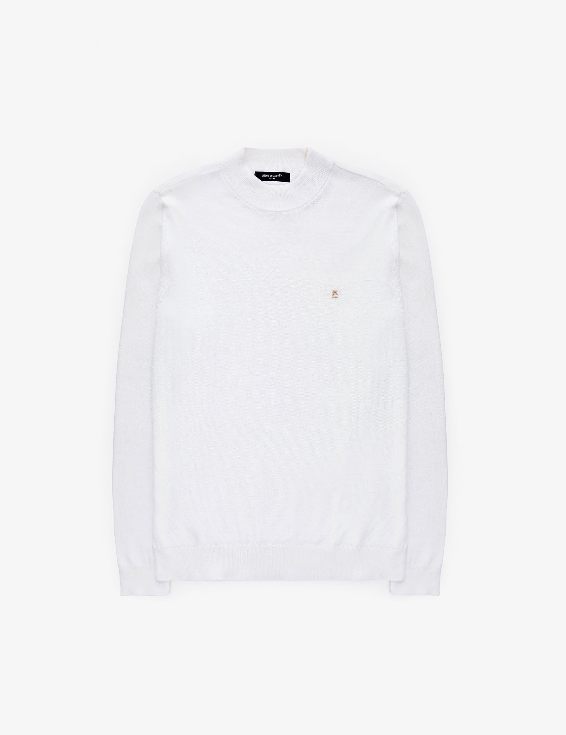 Ekru Slim Fit Çeyrek Yaka Basic Triko Kazak