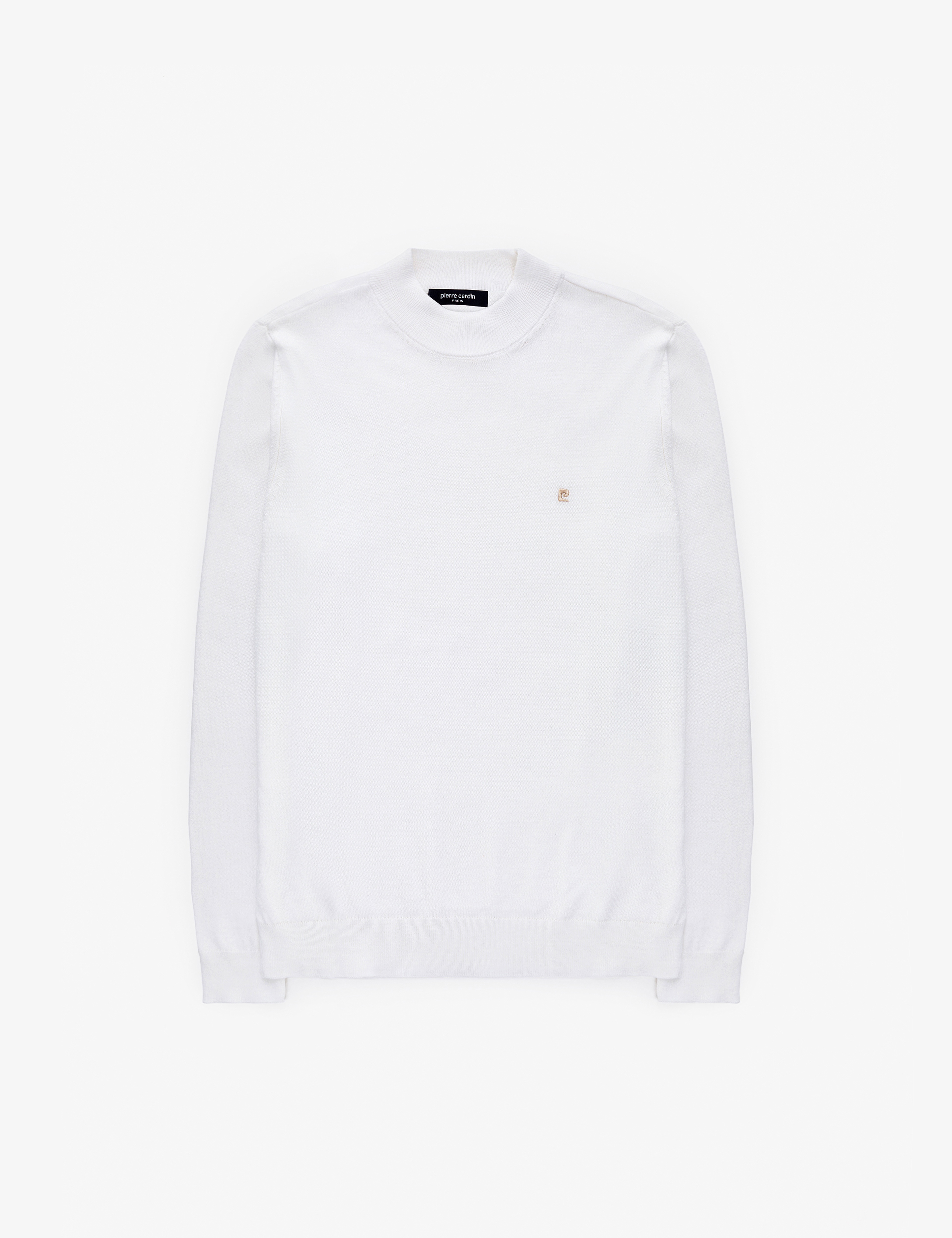 Ekru Slim Fit Çeyrek Yaka Basic Triko Kazak