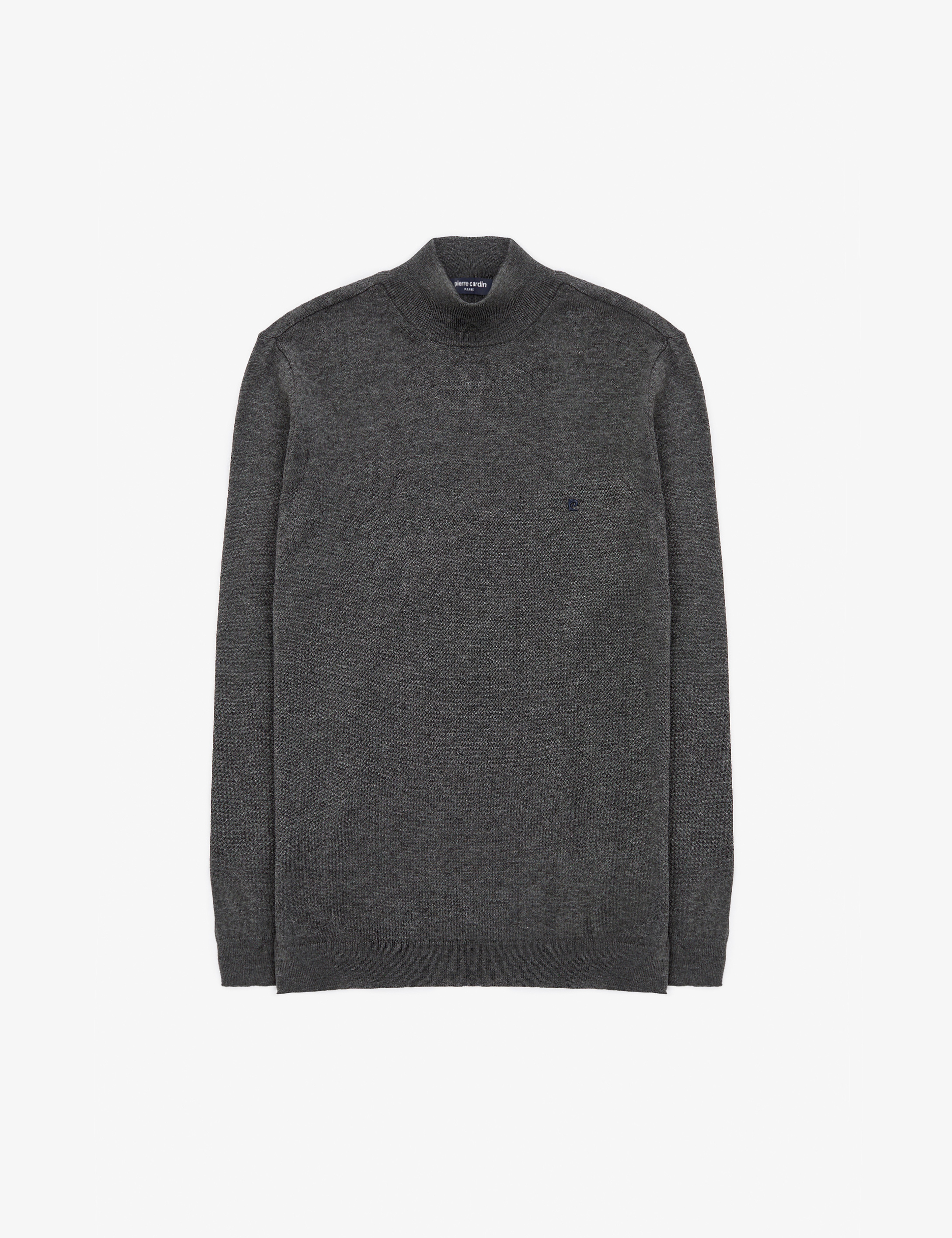 Antrasit Melanj  Slim Fit Yarım Balıkçı Yaka Basic Triko Kazak - Image 7